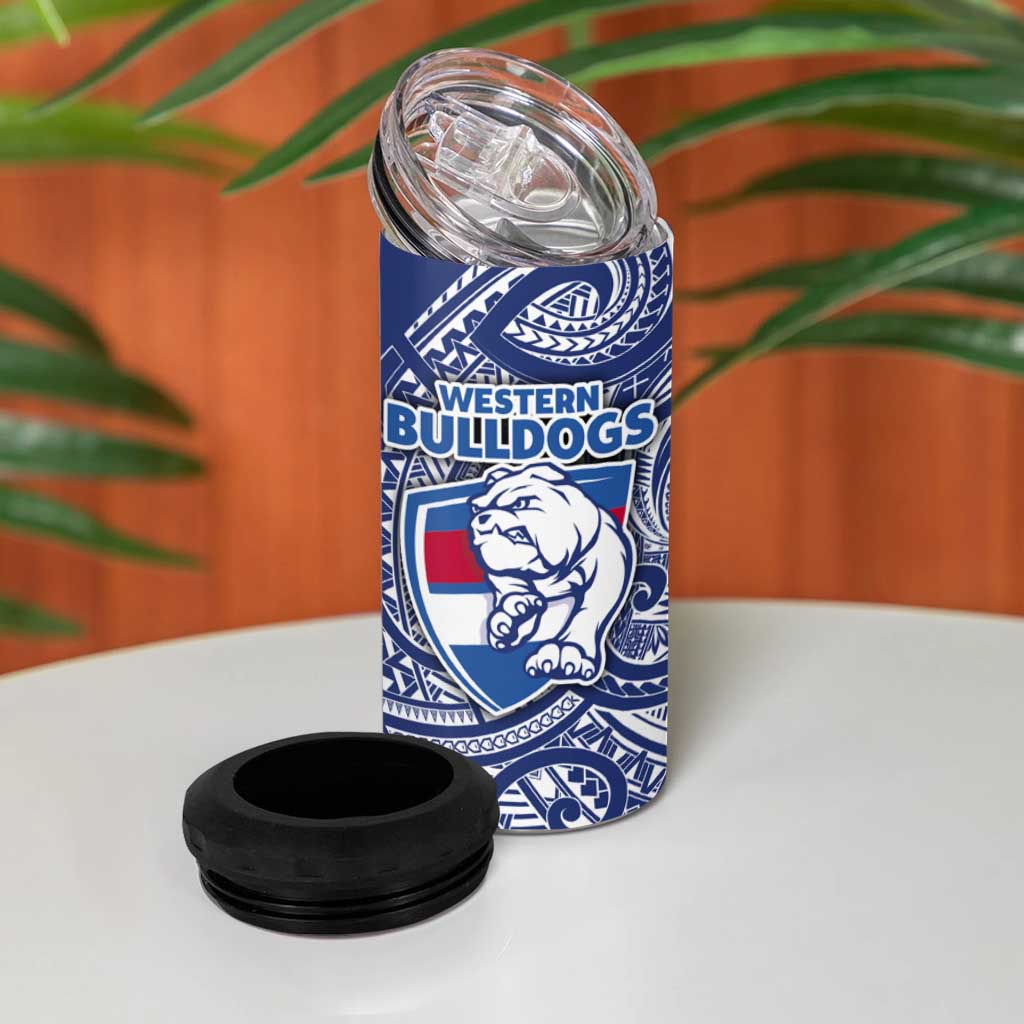 Personalised Western Bulldogs Mascot 4 in 1 Can Cooler Tumbler Polynesian Tribal Pattern Bold Bulldog Football