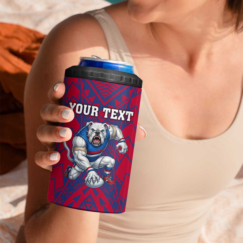 Personalised Western Bulldogs Mascot 4 in 1 Can Cooler Tumbler Polynesian Tribal Pattern Bold Bulldog Football