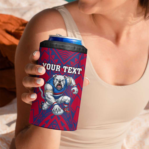 Personalised Western Bulldogs Mascot 4 in 1 Can Cooler Tumbler Polynesian Tribal Pattern Bold Bulldog Football
