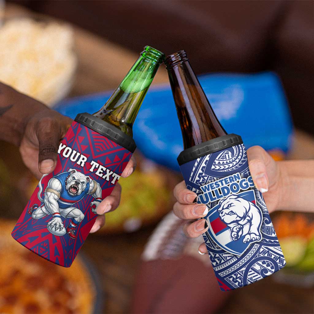 Personalised Western Bulldogs Mascot 4 in 1 Can Cooler Tumbler Polynesian Tribal Pattern Bold Bulldog Football