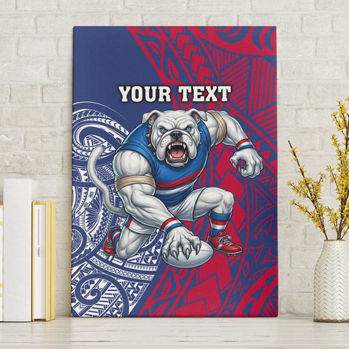 Personalised Western Bulldogs Mascot Canvas Wall Art Polynesian Tribal Pattern Bold Bulldog Football