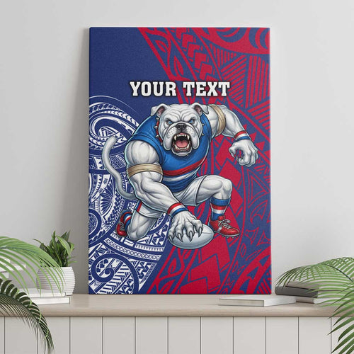 Personalised Western Bulldogs Mascot Canvas Wall Art Polynesian Tribal Pattern Bold Bulldog Football