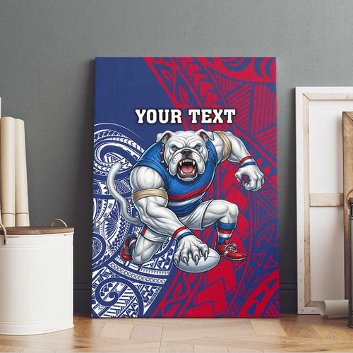 Personalised Western Bulldogs Mascot Canvas Wall Art Polynesian Tribal Pattern Bold Bulldog Football