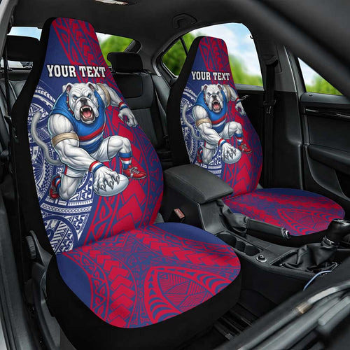 Personalised Western Bulldogs Mascot Car Seat Cover Polynesian Tribal Pattern Bold Bulldog Football