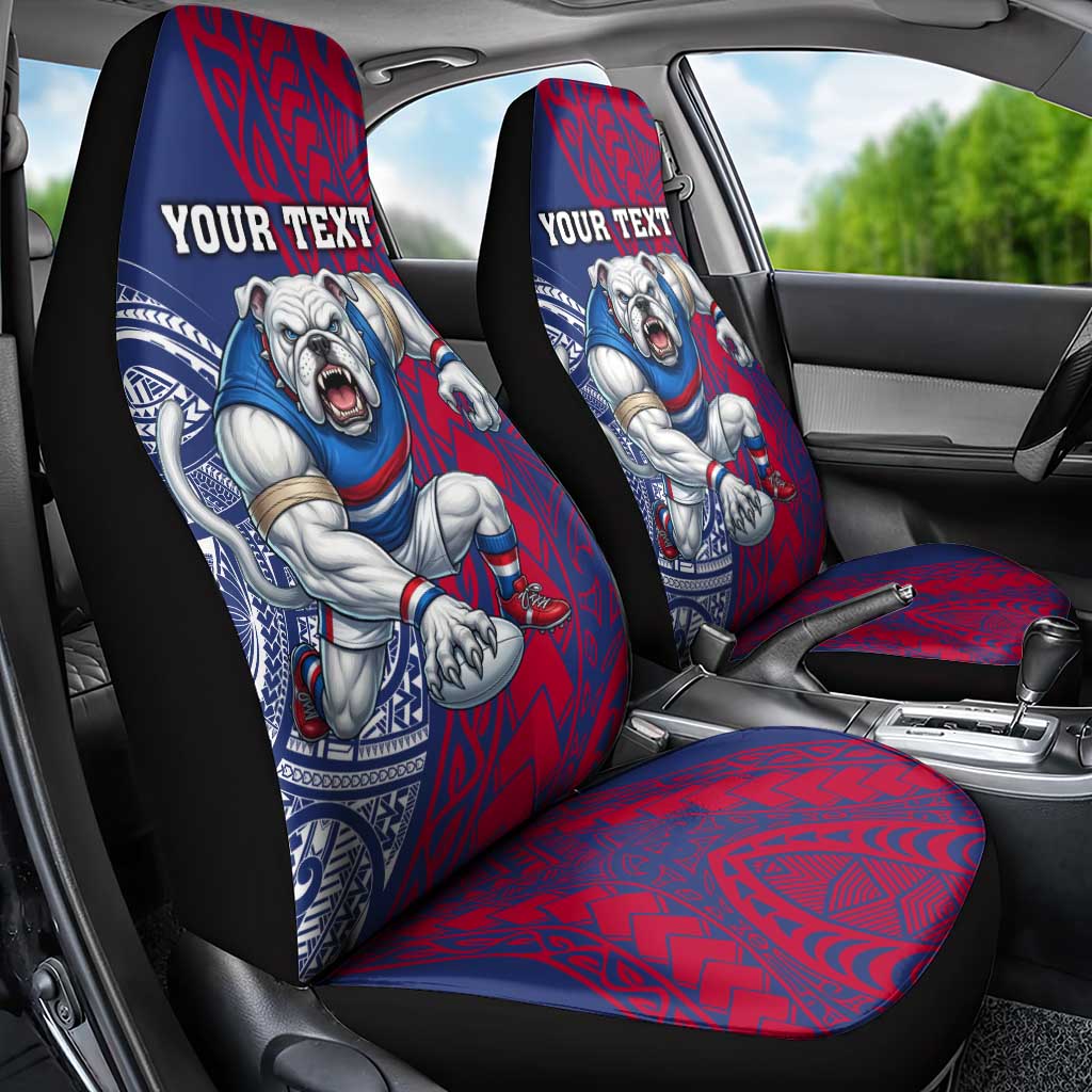 Personalised Western Bulldogs Mascot Car Seat Cover Polynesian Tribal Pattern Bold Bulldog Football