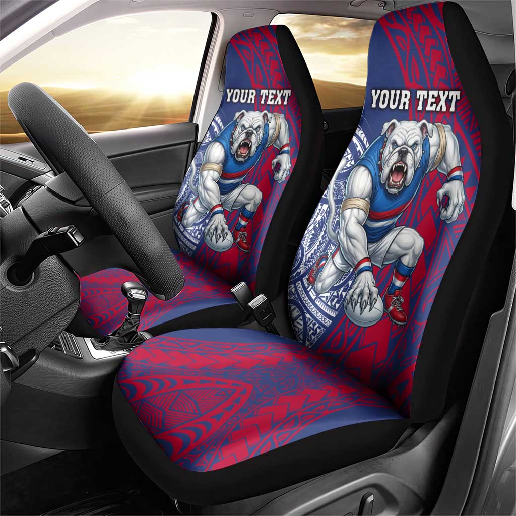 Personalised Western Bulldogs Mascot Car Seat Cover Polynesian Tribal Pattern Bold Bulldog Football
