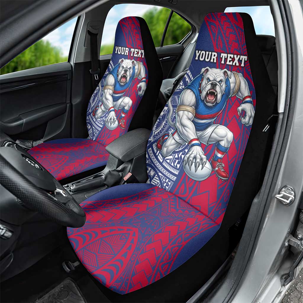 Personalised Western Bulldogs Mascot Car Seat Cover Polynesian Tribal Pattern Bold Bulldog Football