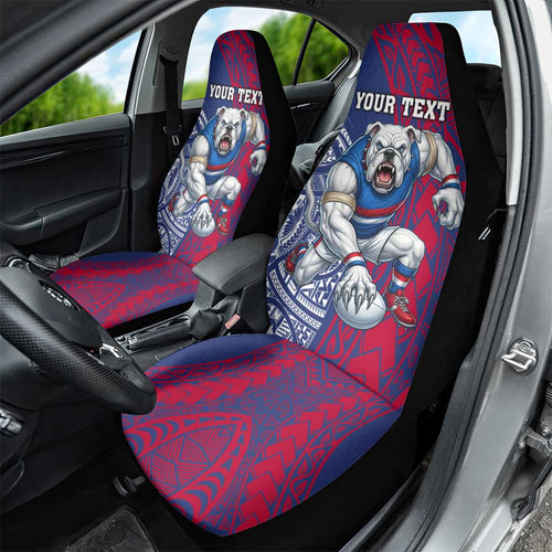 Personalised Western Bulldogs Mascot Car Seat Cover Polynesian Tribal Pattern Bold Bulldog Football