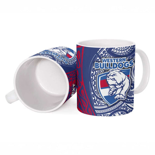 Personalised Western Bulldogs Mascot Ceramic Mug Polynesian Tribal Pattern Bold Bulldog Football