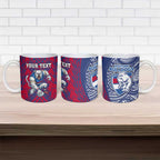 Personalised Western Bulldogs Mascot Ceramic Mug Polynesian Tribal Pattern Bold Bulldog Football