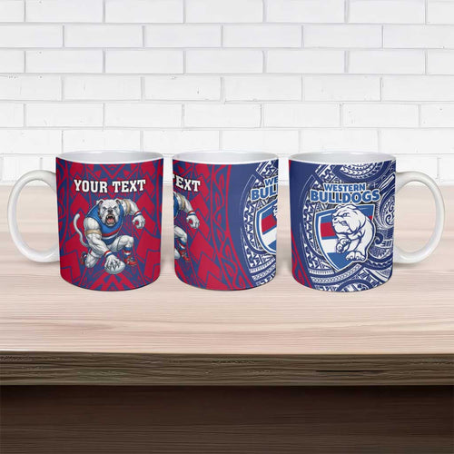Personalised Western Bulldogs Mascot Ceramic Mug Polynesian Tribal Pattern Bold Bulldog Football
