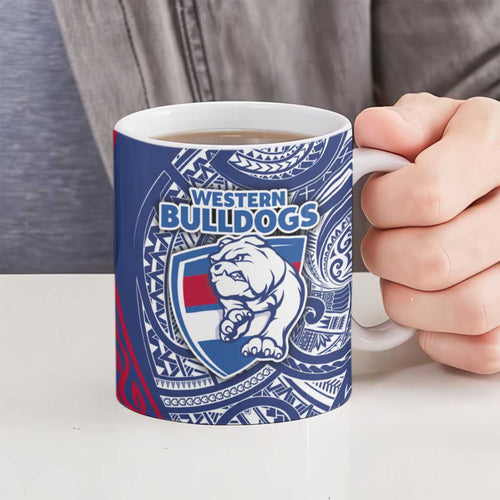 Personalised Western Bulldogs Mascot Ceramic Mug Polynesian Tribal Pattern Bold Bulldog Football