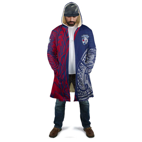 Personalised Western Bulldogs Mascot Cloak Polynesian Tribal Pattern Bold Bulldog Football