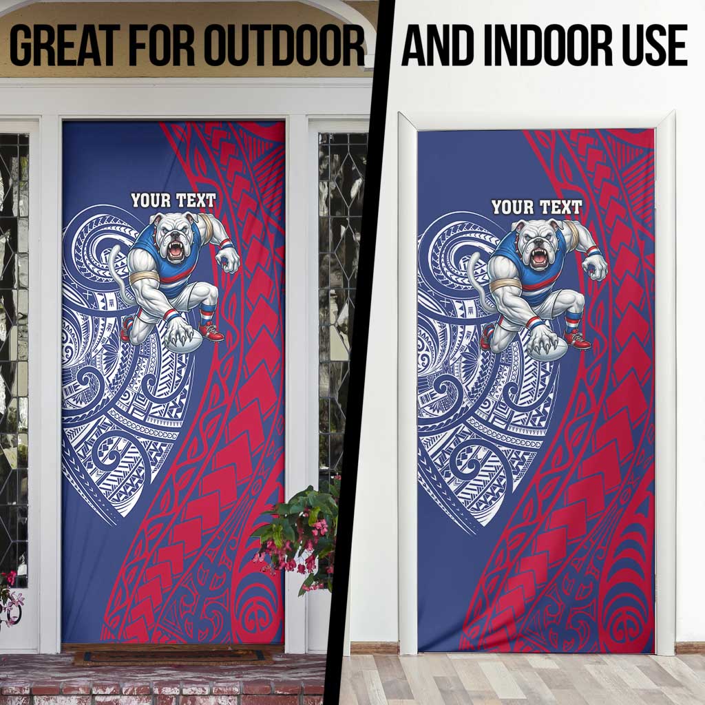 Personalised Western Bulldogs Mascot Door Cover Polynesian Tribal Pattern Bold Bulldog Football