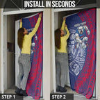 Personalised Western Bulldogs Mascot Door Cover Polynesian Tribal Pattern Bold Bulldog Football