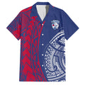 Personalised Western Bulldogs Mascot Family Matching Long Sleeve Bodycon Dress and Hawaiian Shirt Polynesian Tribal Pattern Bold Bulldog Football