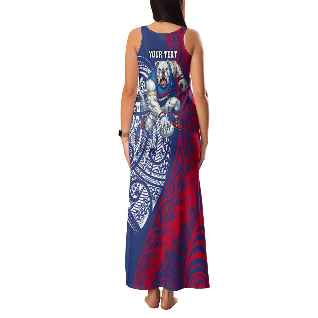 Personalised Western Bulldogs Mascot Family Matching Tank Maxi Dress and Hawaiian Shirt Polynesian Tribal Pattern Bold Bulldog Football