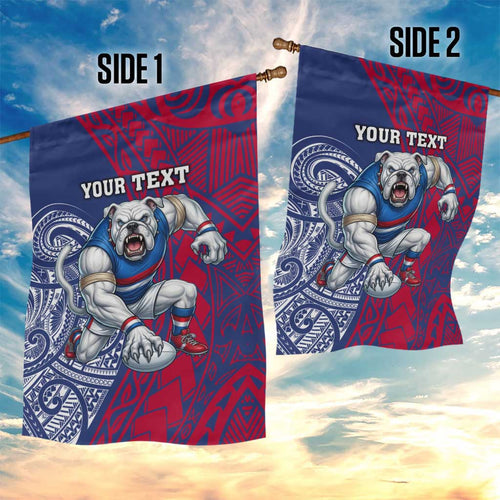 Personalised Western Bulldogs Mascot Garden Flag Polynesian Tribal Pattern Bold Bulldog Football