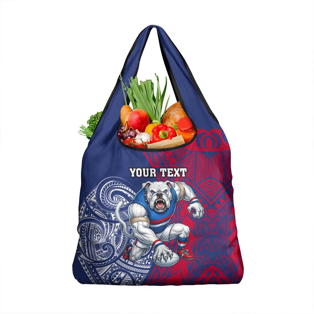 Personalised Western Bulldogs Mascot Grocery Bag Polynesian Tribal Pattern Bold Bulldog Football