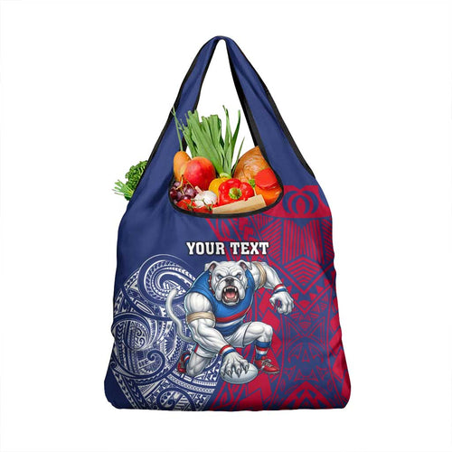 Personalised Western Bulldogs Mascot Grocery Bag Polynesian Tribal Pattern Bold Bulldog Football