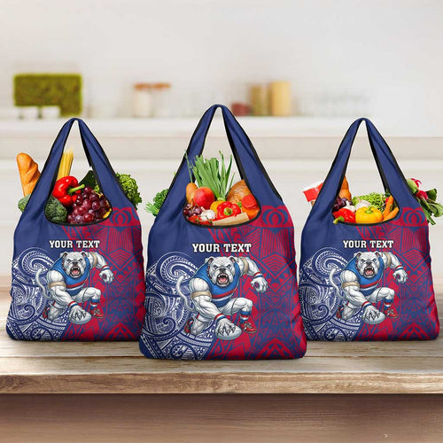 Personalised Western Bulldogs Mascot Grocery Bag Polynesian Tribal Pattern Bold Bulldog Football