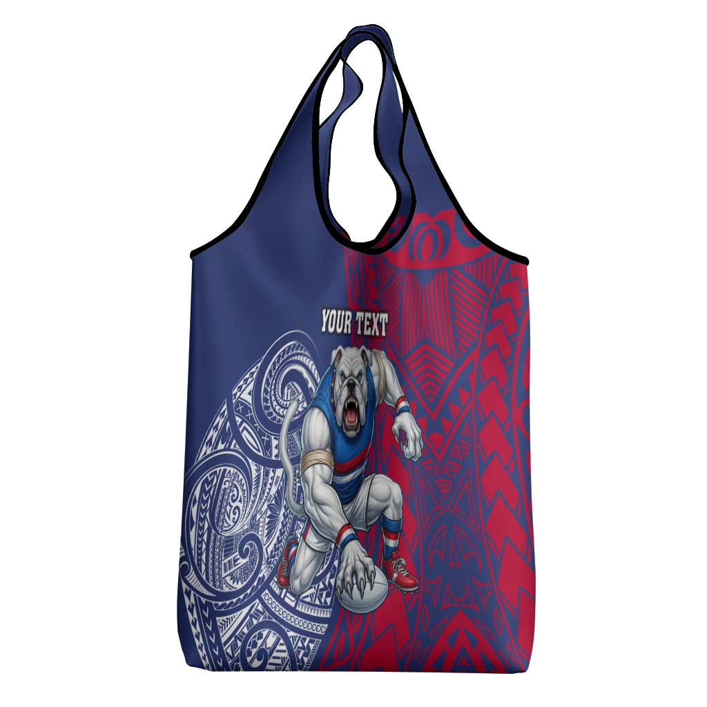 Personalised Western Bulldogs Mascot Grocery Bag Polynesian Tribal Pattern Bold Bulldog Football