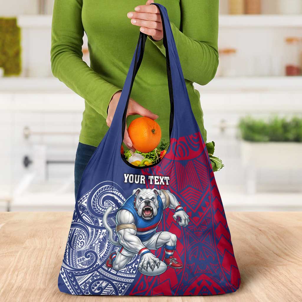 Personalised Western Bulldogs Mascot Grocery Bag Polynesian Tribal Pattern Bold Bulldog Football