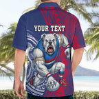 Personalised Western Bulldogs Mascot Hawaiian Shirt Polynesian Tribal Pattern Bold Bulldog Football