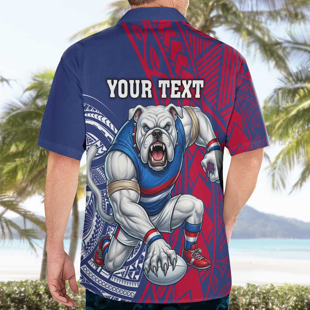 Personalised Western Bulldogs Mascot Hawaiian Shirt Polynesian Tribal Pattern Bold Bulldog Football
