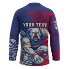 Personalised Western Bulldogs Mascot Hockey Jersey Polynesian Tribal Pattern Bold Bulldog Football