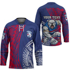 Personalised Western Bulldogs Mascot Hockey Jersey Polynesian Tribal Pattern Bold Bulldog Football