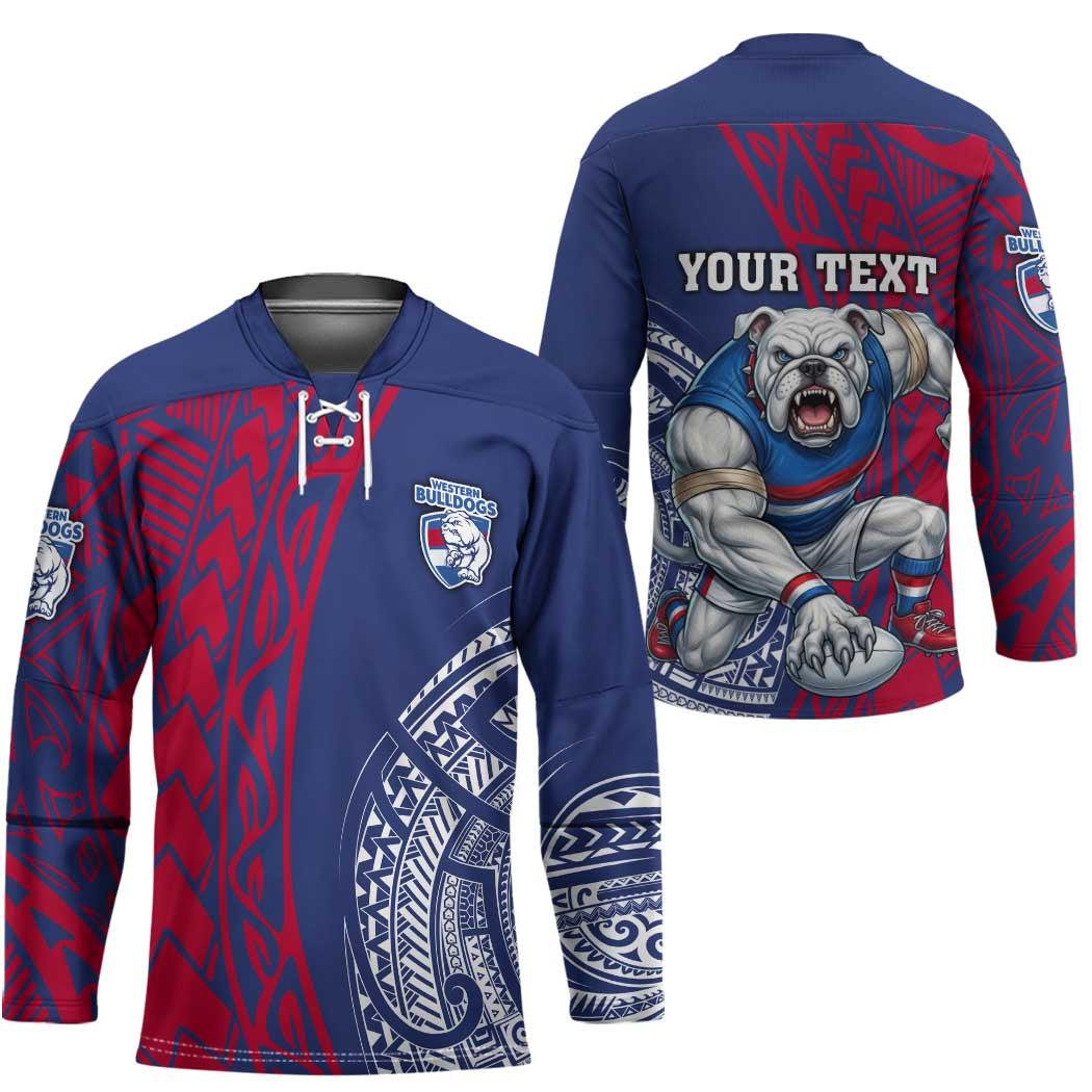 Personalised Western Bulldogs Mascot Hockey Jersey Polynesian Tribal Pattern Bold Bulldog Football