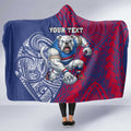 Personalised Western Bulldogs Mascot Hooded Blanket Polynesian Tribal Pattern Bold Bulldog Football