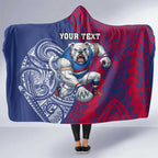 Personalised Western Bulldogs Mascot Hooded Blanket Polynesian Tribal Pattern Bold Bulldog Football