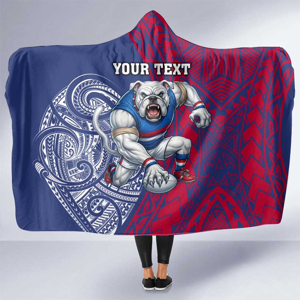 Personalised Western Bulldogs Mascot Hooded Blanket Polynesian Tribal Pattern Bold Bulldog Football