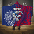 Personalised Western Bulldogs Mascot Hooded Blanket Polynesian Tribal Pattern Bold Bulldog Football