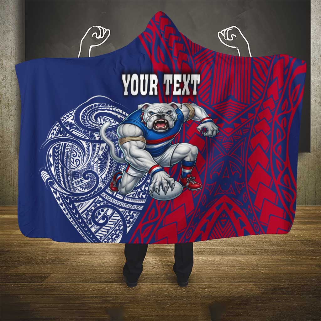 Personalised Western Bulldogs Mascot Hooded Blanket Polynesian Tribal Pattern Bold Bulldog Football