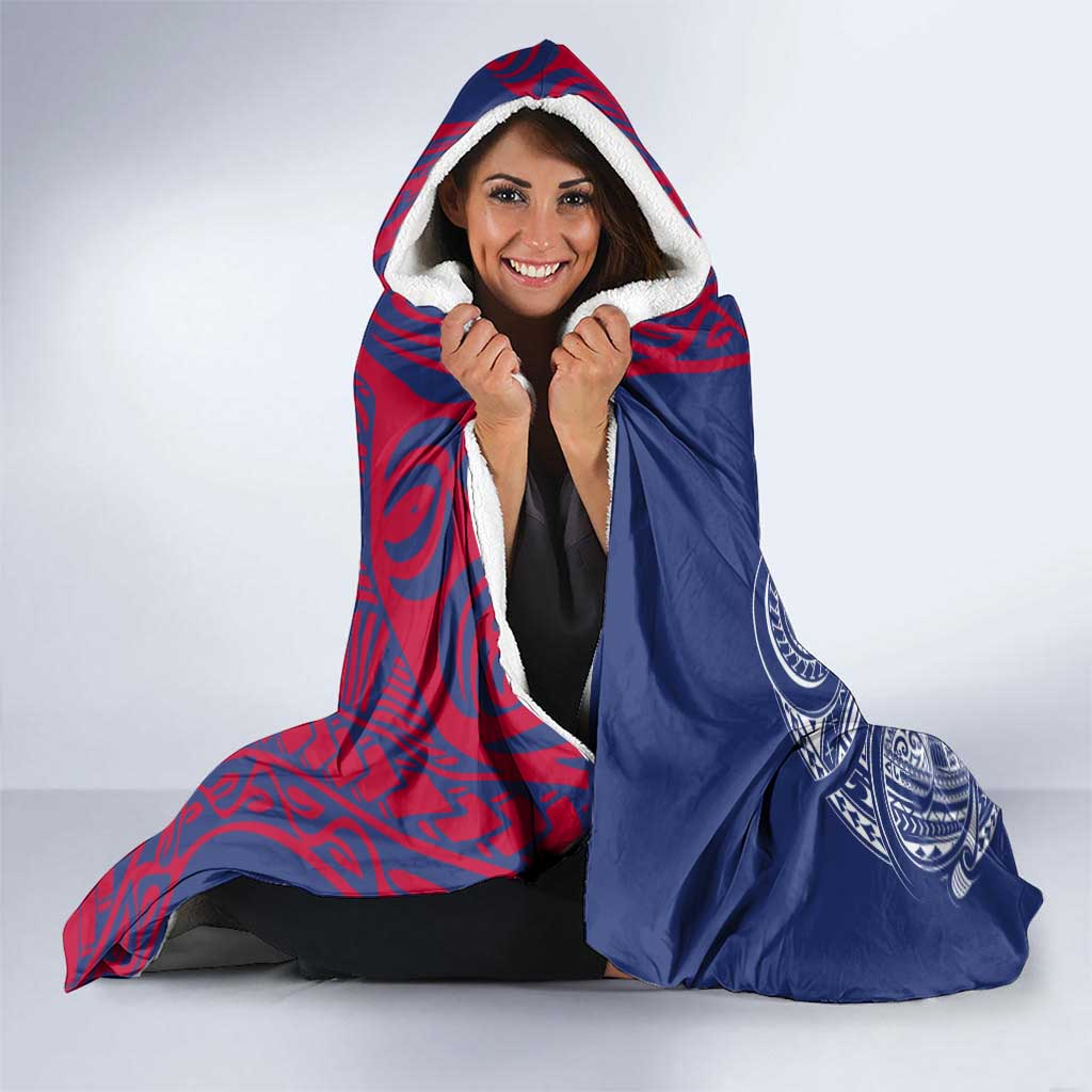 Personalised Western Bulldogs Mascot Hooded Blanket Polynesian Tribal Pattern Bold Bulldog Football