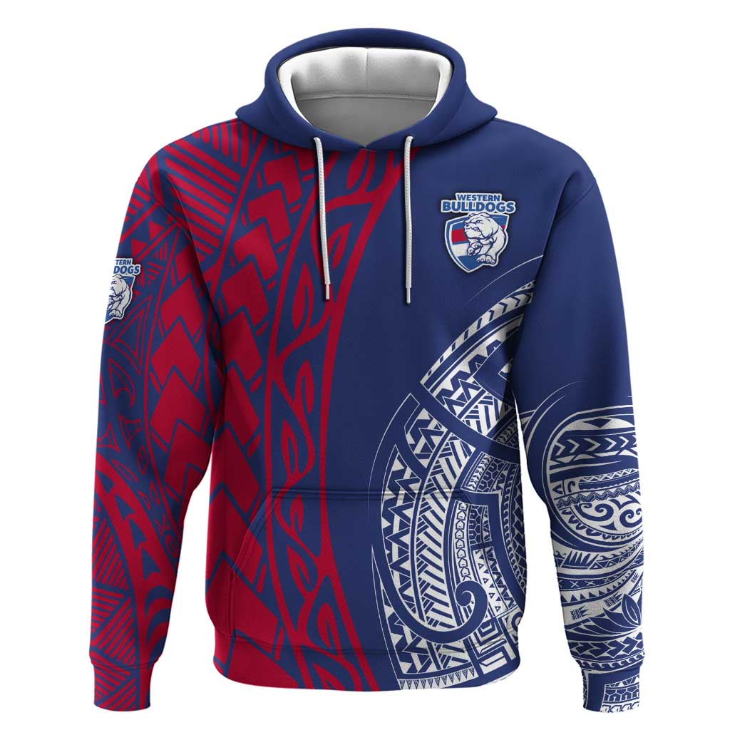 Personalised Western Bulldogs Mascot Hoodie Polynesian Tribal Pattern Bold Bulldog Football