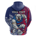 Personalised Western Bulldogs Mascot Hoodie Polynesian Tribal Pattern Bold Bulldog Football
