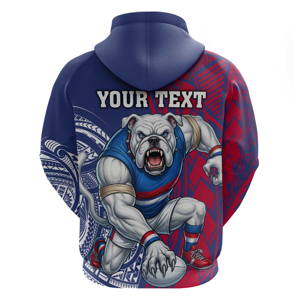Personalised Western Bulldogs Mascot Hoodie Polynesian Tribal Pattern Bold Bulldog Football