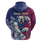 Personalised Western Bulldogs Mascot Hoodie Polynesian Tribal Pattern Bold Bulldog Football