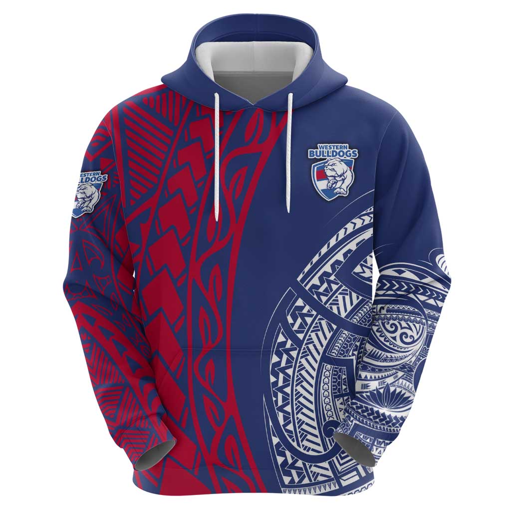 Personalised Western Bulldogs Mascot Hoodie Polynesian Tribal Pattern Bold Bulldog Football