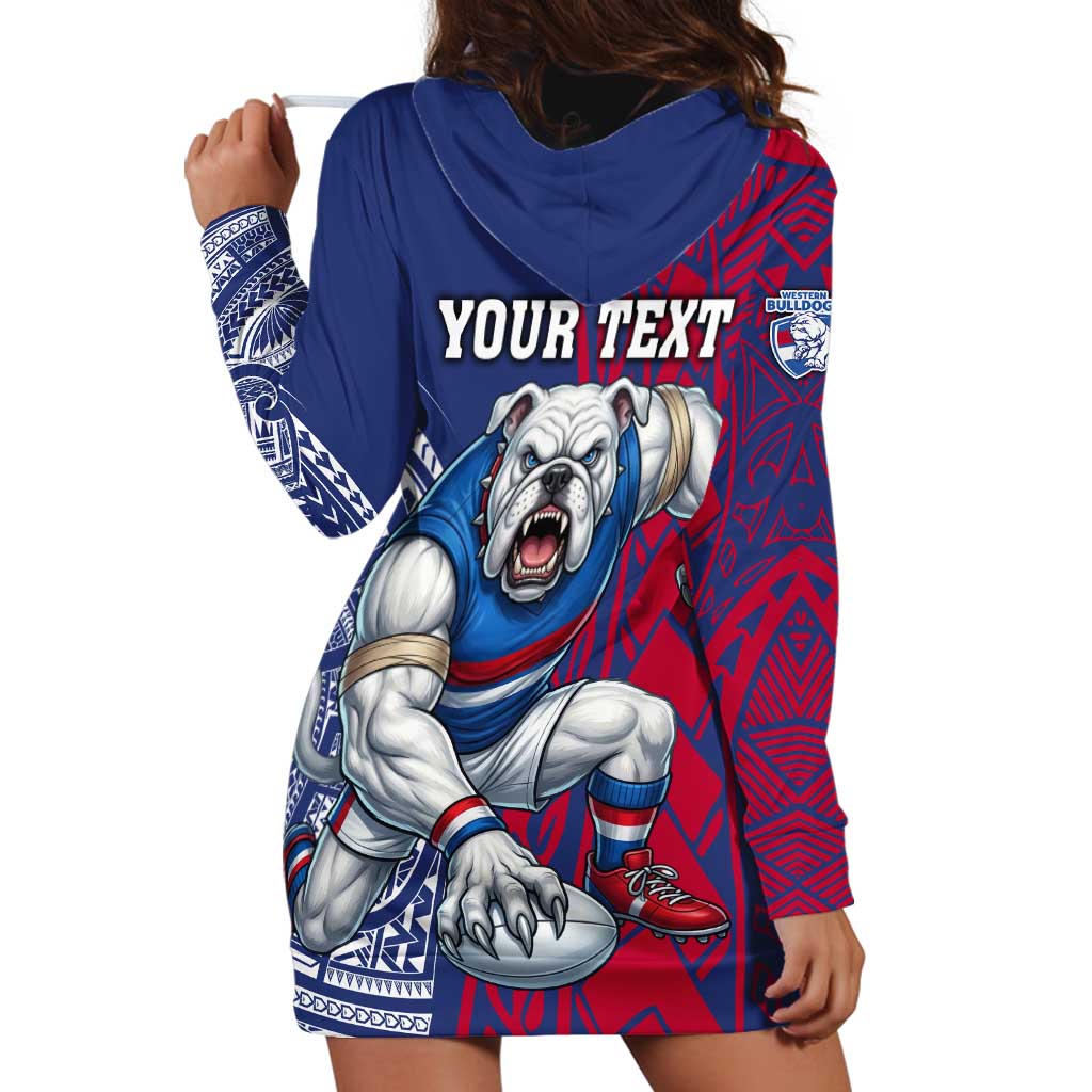 Personalised Western Bulldogs Mascot Hoodie Dress Polynesian Tribal Pattern Bold Bulldog Football