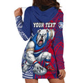 Personalised Western Bulldogs Mascot Hoodie Dress Polynesian Tribal Pattern Bold Bulldog Football