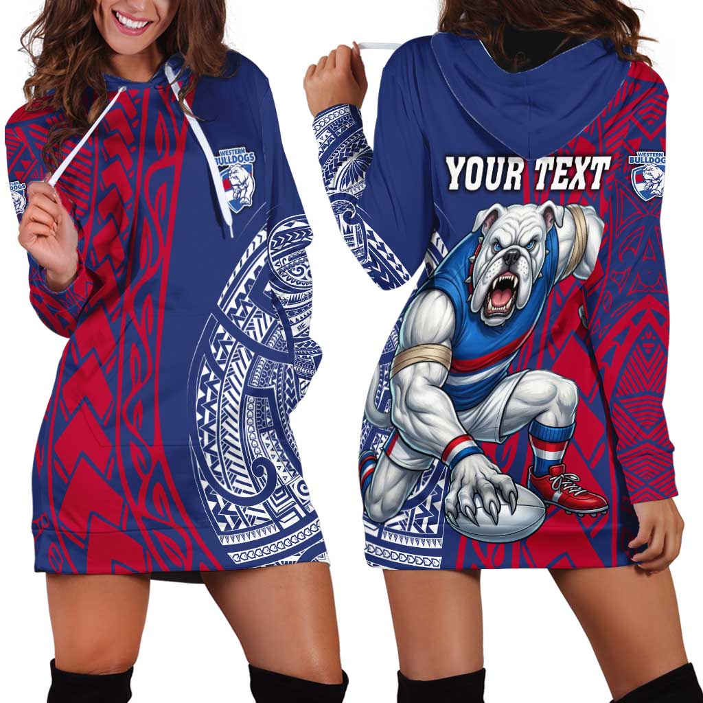 Personalised Western Bulldogs Mascot Hoodie Dress Polynesian Tribal Pattern Bold Bulldog Football