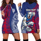 Personalised Western Bulldogs Mascot Hoodie Dress Polynesian Tribal Pattern Bold Bulldog Football
