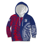 Personalised Western Bulldogs Mascot Kid Hoodie Polynesian Tribal Pattern Bold Bulldog Football