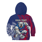 Personalised Western Bulldogs Mascot Kid Hoodie Polynesian Tribal Pattern Bold Bulldog Football