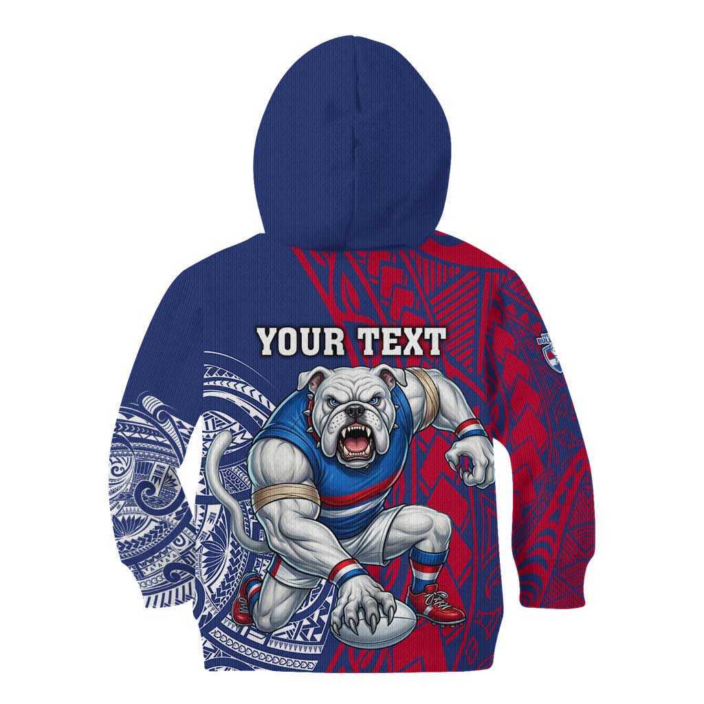 Personalised Western Bulldogs Mascot Kid Hoodie Polynesian Tribal Pattern Bold Bulldog Football